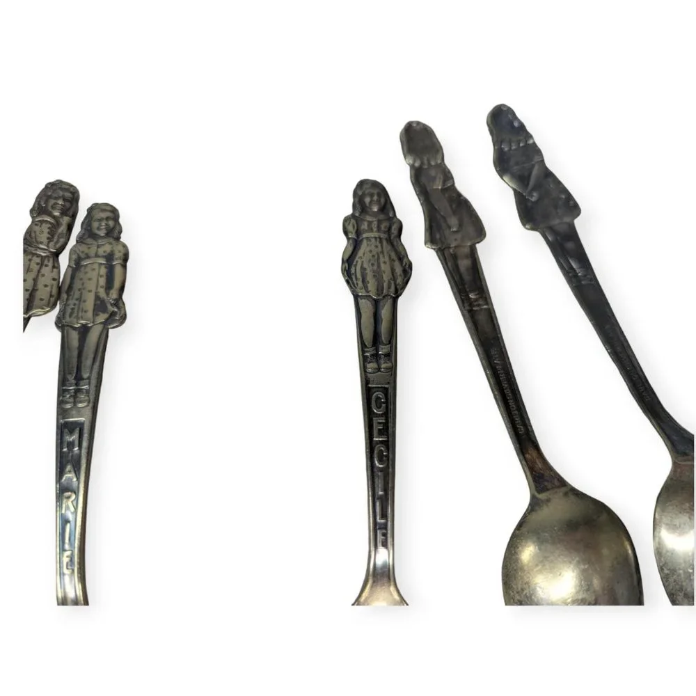 Vintage Dionne Quintuplets Silver Plated Spoon Set